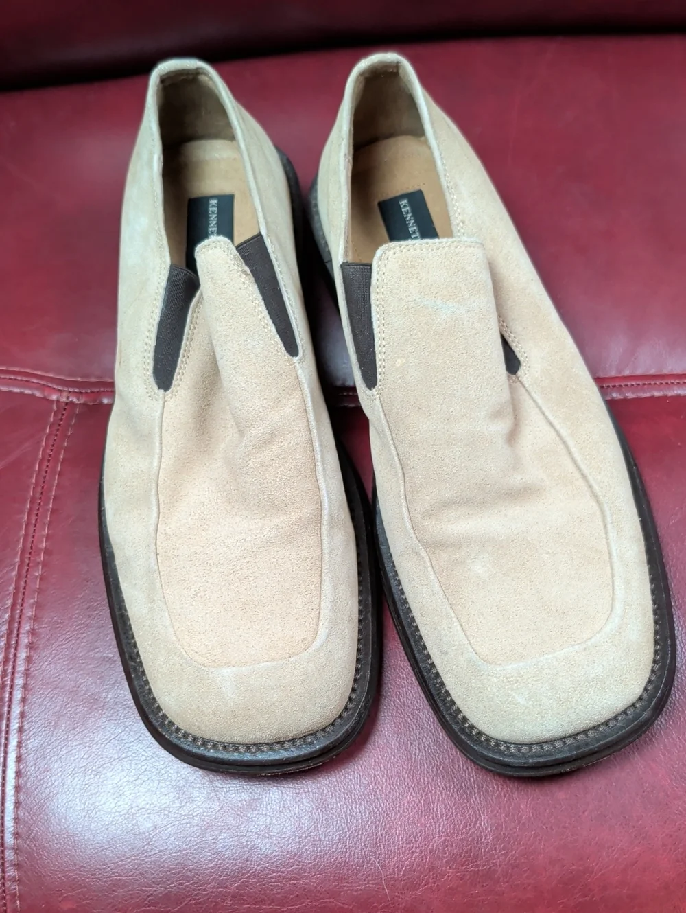 Kenneth Cole Beige Leather Suede Slip-On Loafers Dress Shoes Men's 11